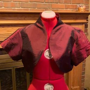 NWOT sz 18 burgundy taffeta bolero